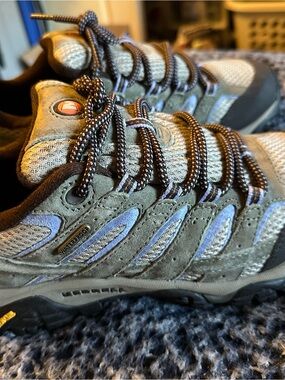 Merrell Olive Green and Light Blue Waterproof Hiking Shoes
